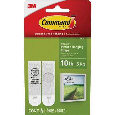 Command 10 lb White Picture Hanging Strips, 4 Pairs