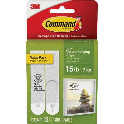 Command 15 lb White Picture Hanging Strips Value Pack, 12 Pairs