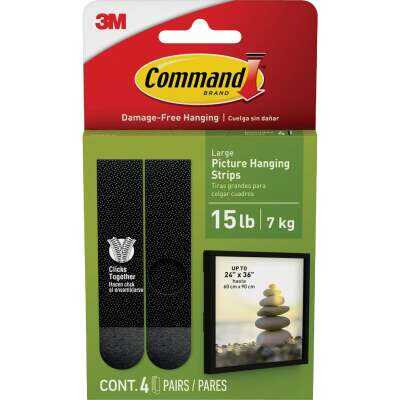 Command 15 Lb Black Picture Hanging Strips, 4 Pairs